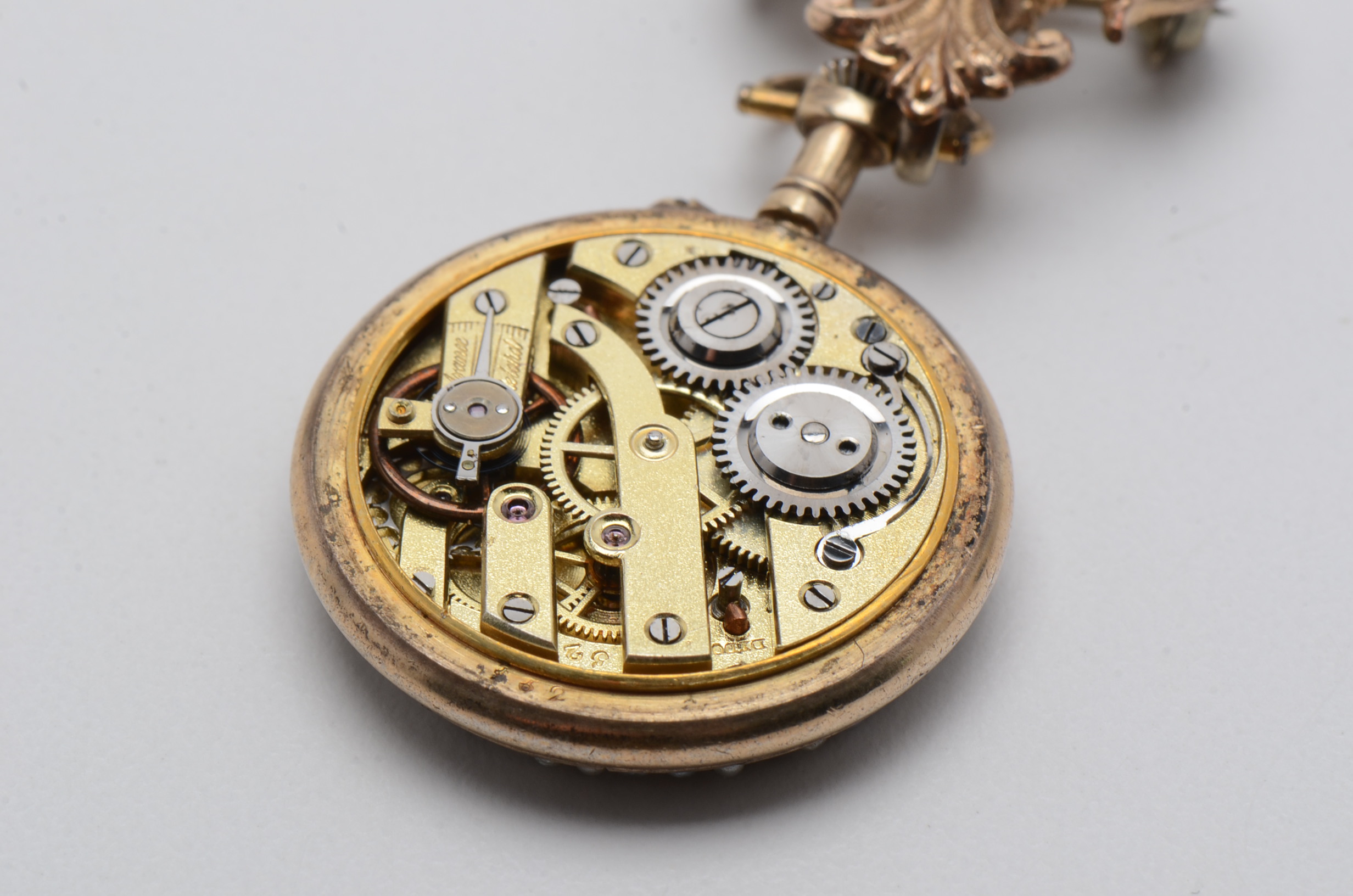 Sterling Silver with Gold Wash Brooch Watch