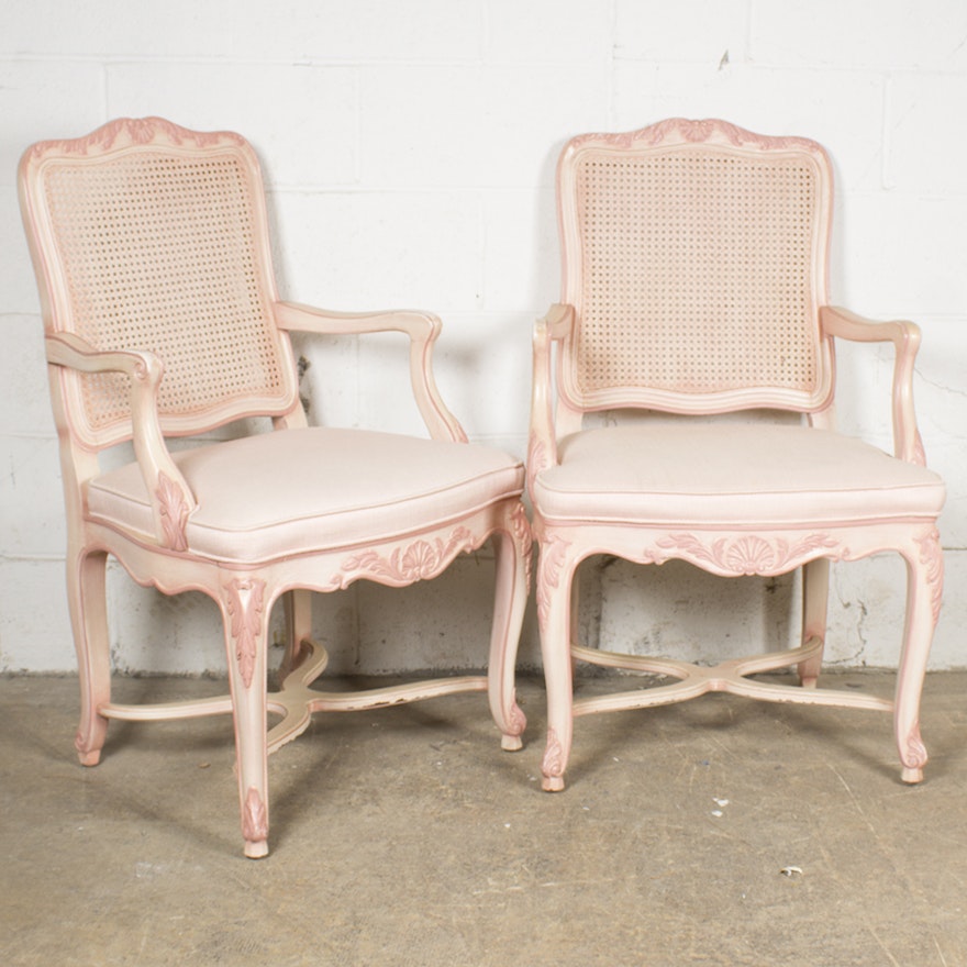 French Provincial Style Cane Back Armchairs