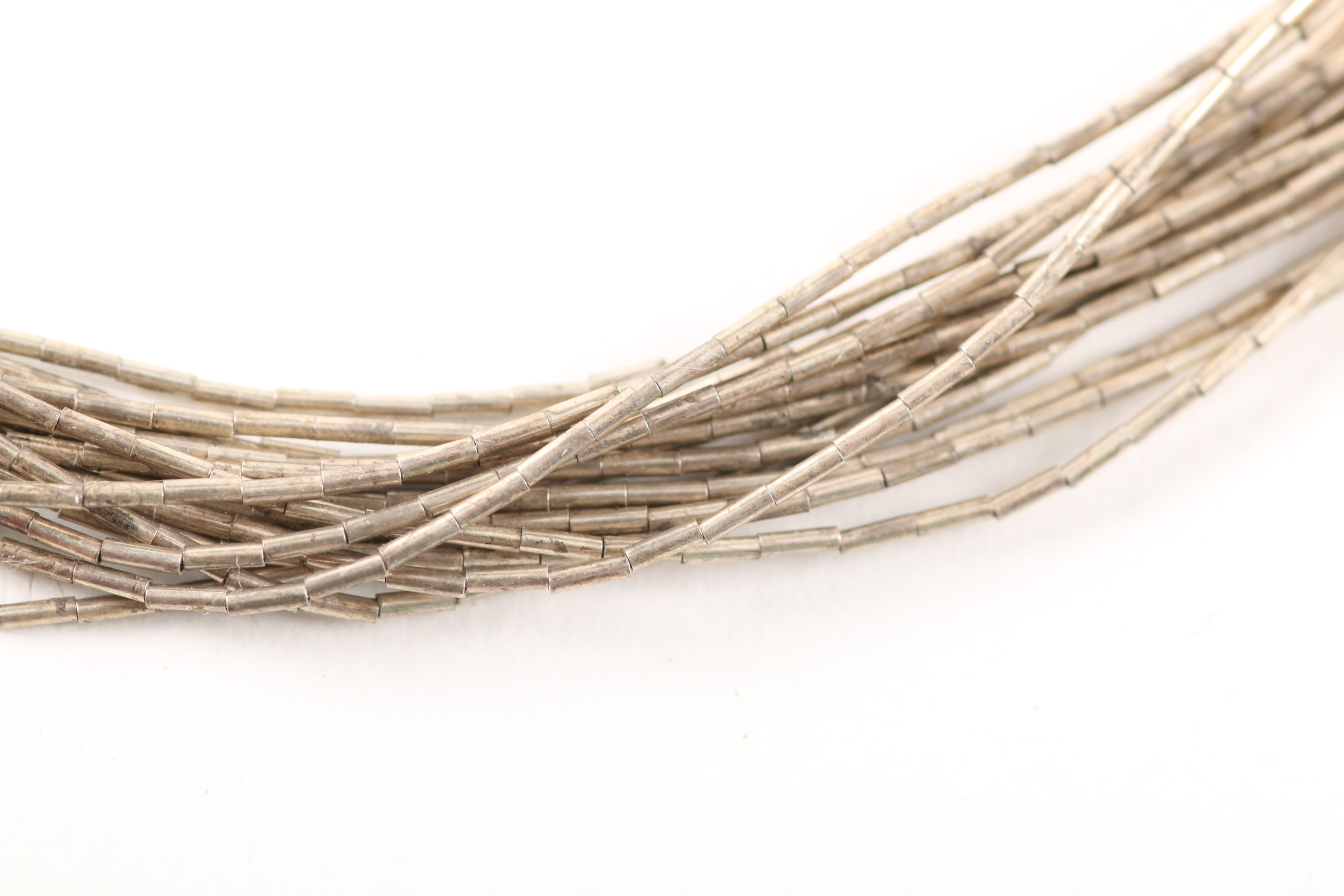 Native American Style Sterling Silver Rings With Liquid Sterling Silver Necklace