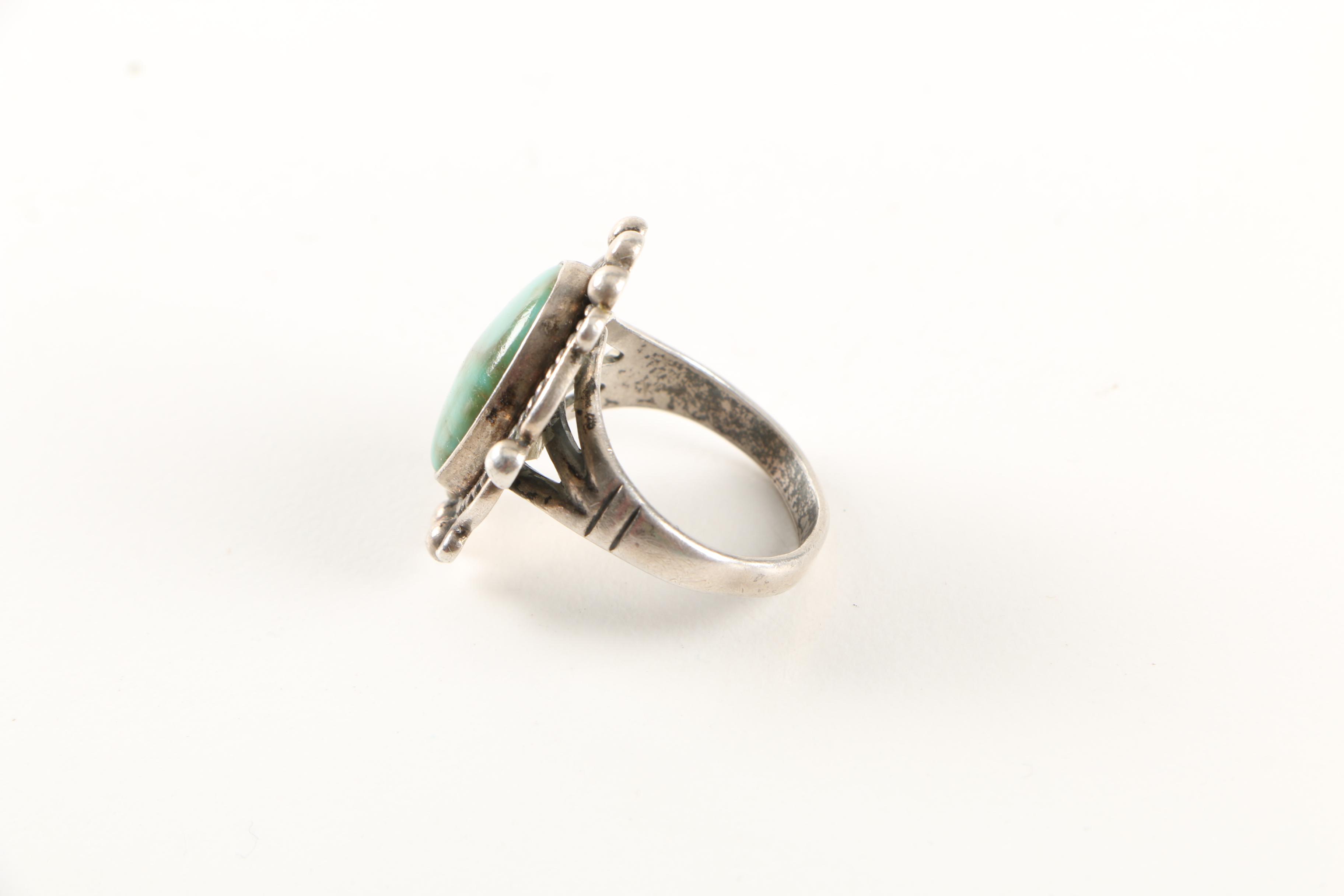 Native American Style Sterling Silver Rings With Liquid Sterling Silver Necklace