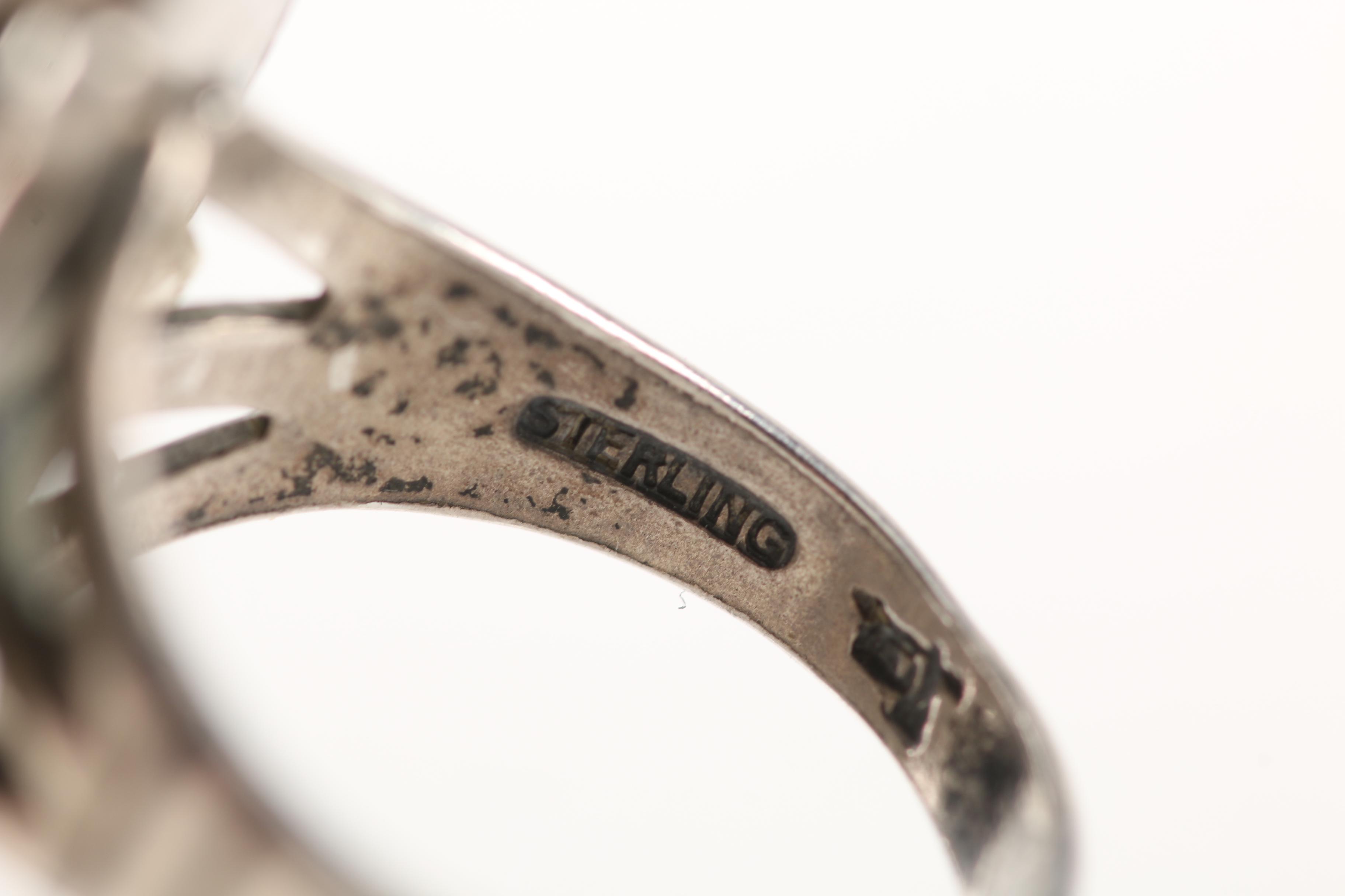 Native American Style Sterling Silver Rings With Liquid Sterling Silver Necklace