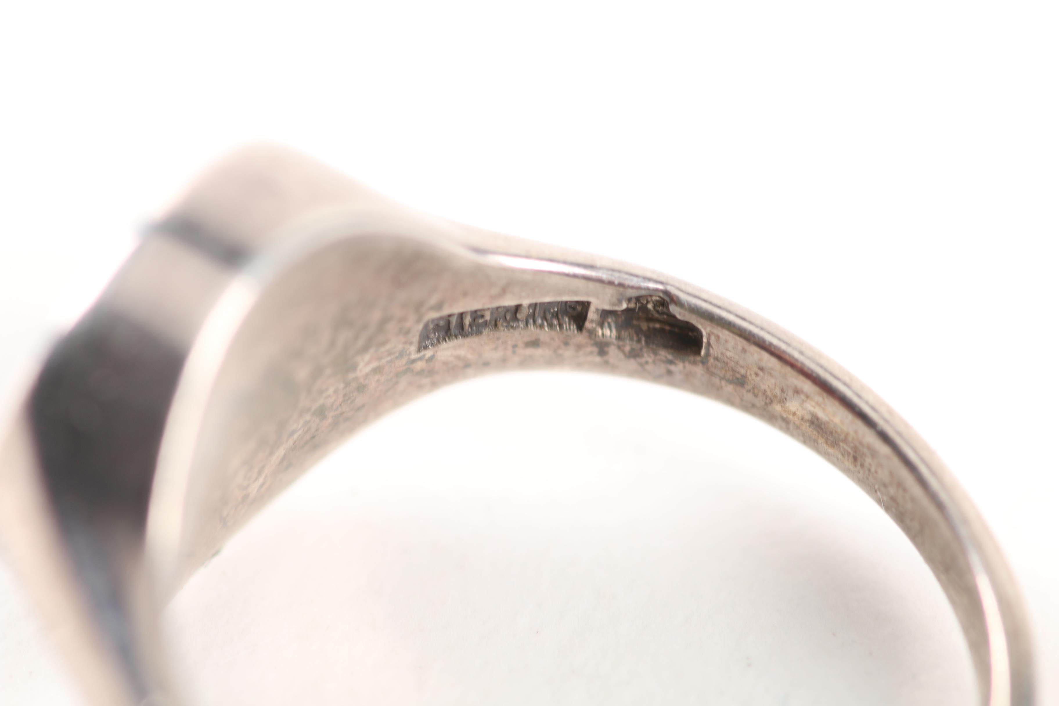 Native American Style Sterling Silver Rings With Liquid Sterling Silver Necklace