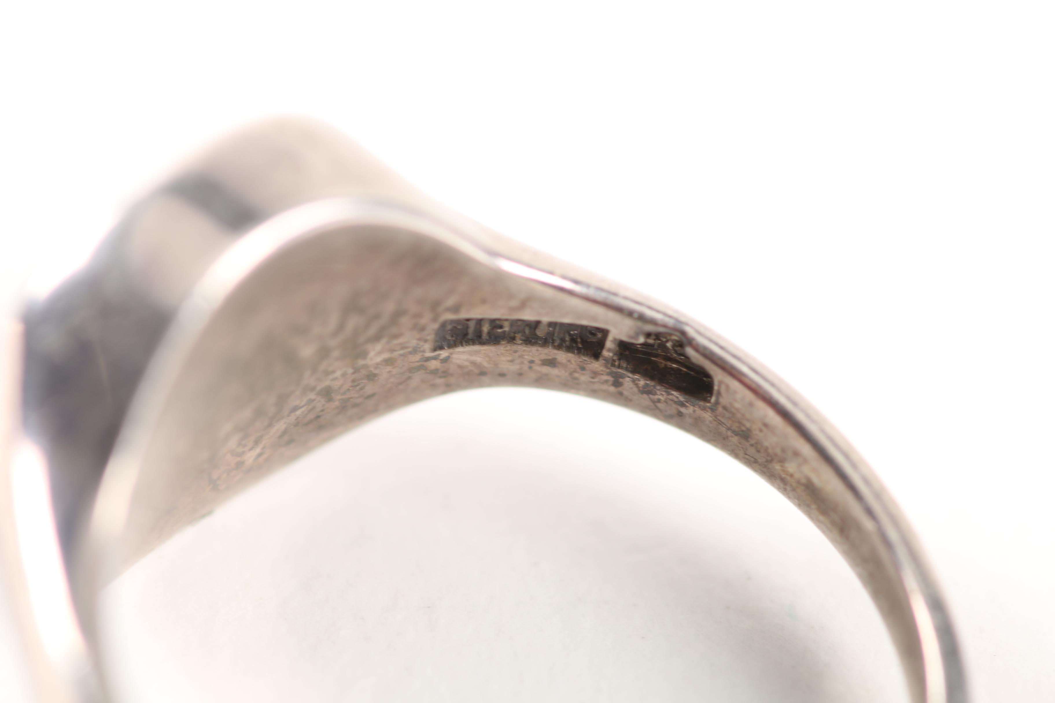 Native American Style Sterling Silver Rings With Liquid Sterling Silver Necklace