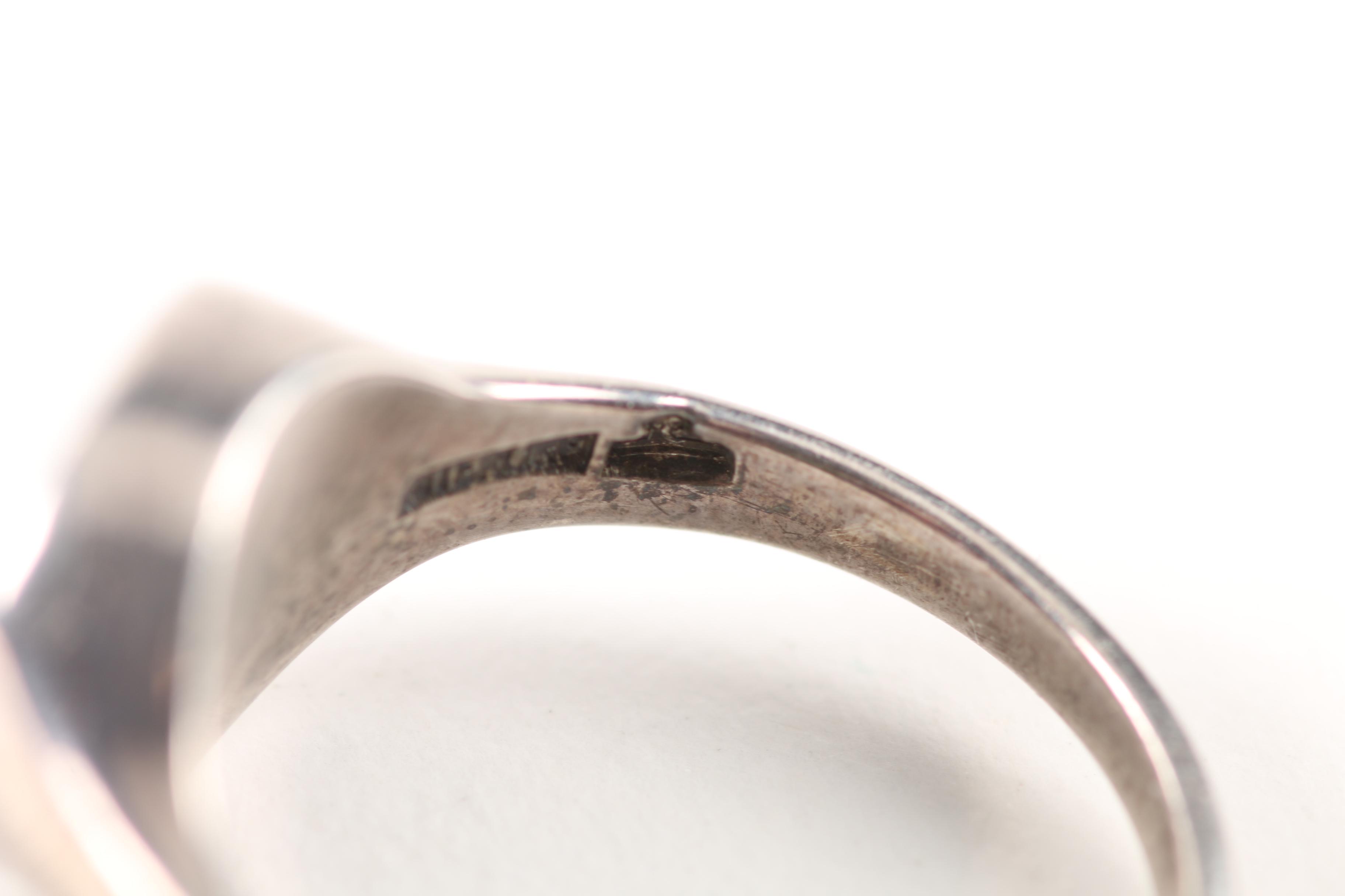 Native American Style Sterling Silver Rings With Liquid Sterling Silver Necklace