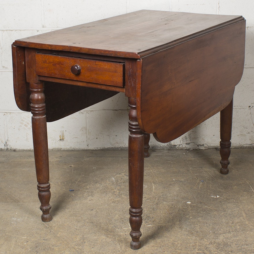 Vintage Cherry Stained Drop-Leaf Side Table