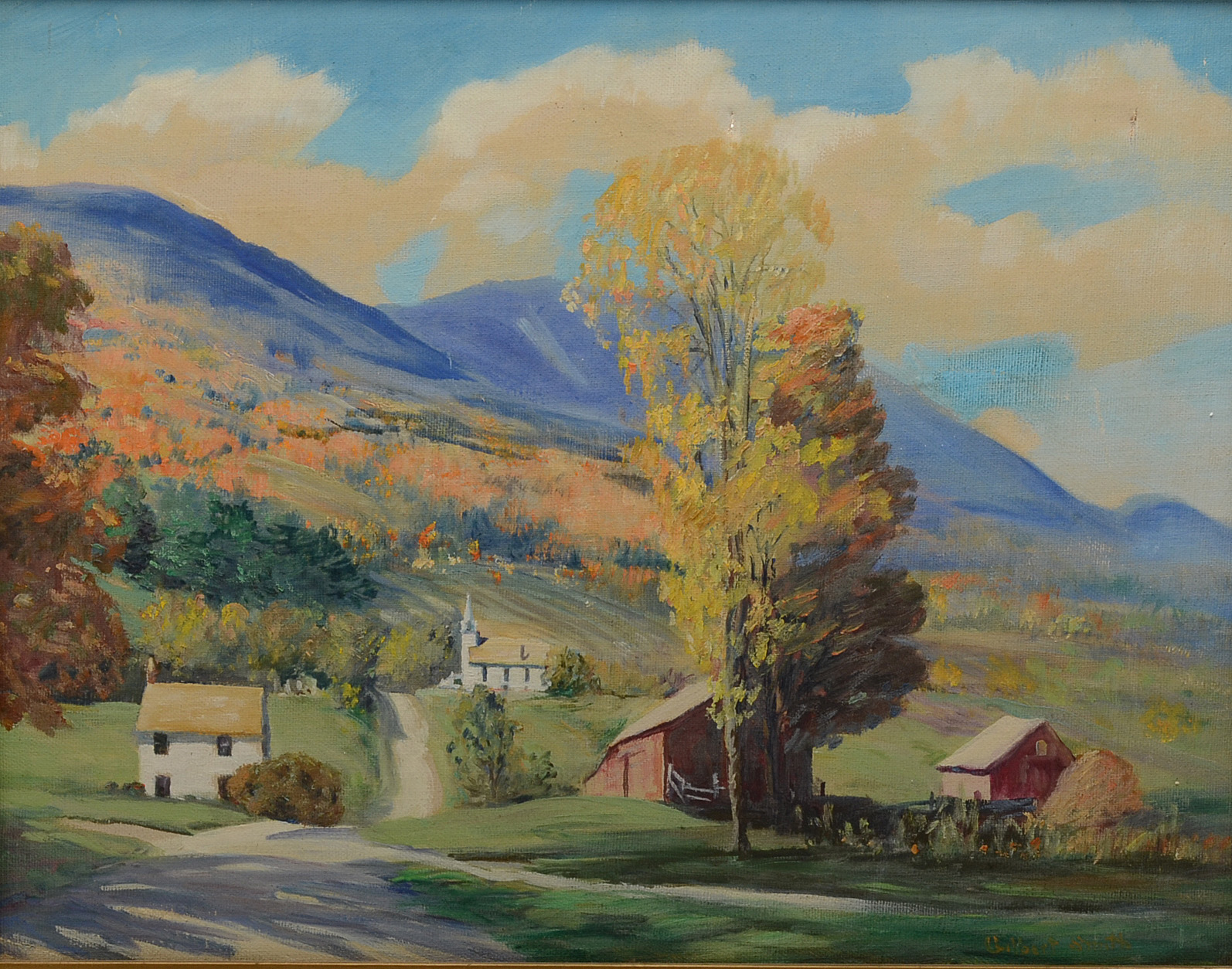 Gilbert Smith Oil Painting "Hill Farm October 1946"