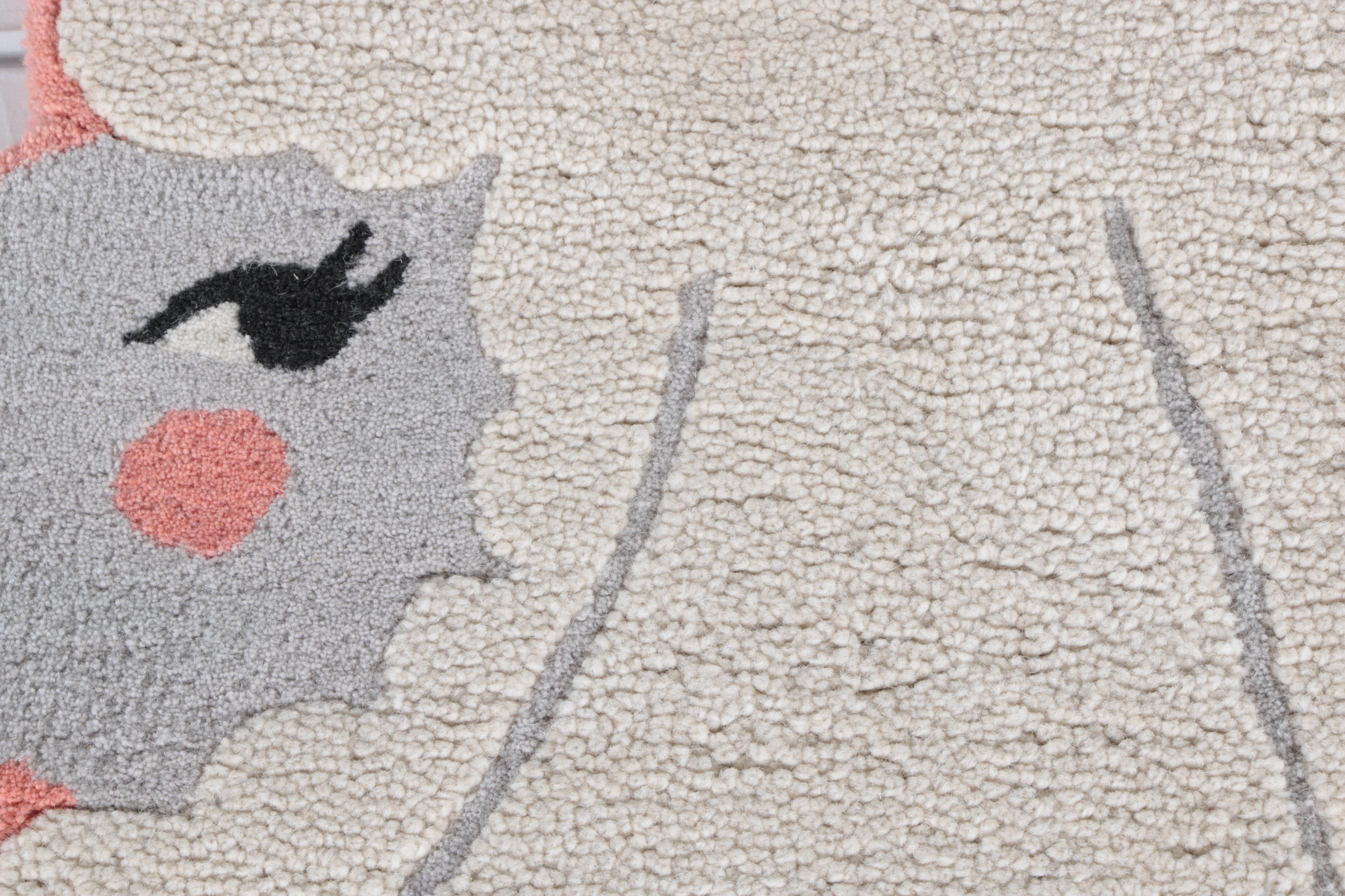 The Land of Nod Hooked Wool Poodle Themed Accent Rug
