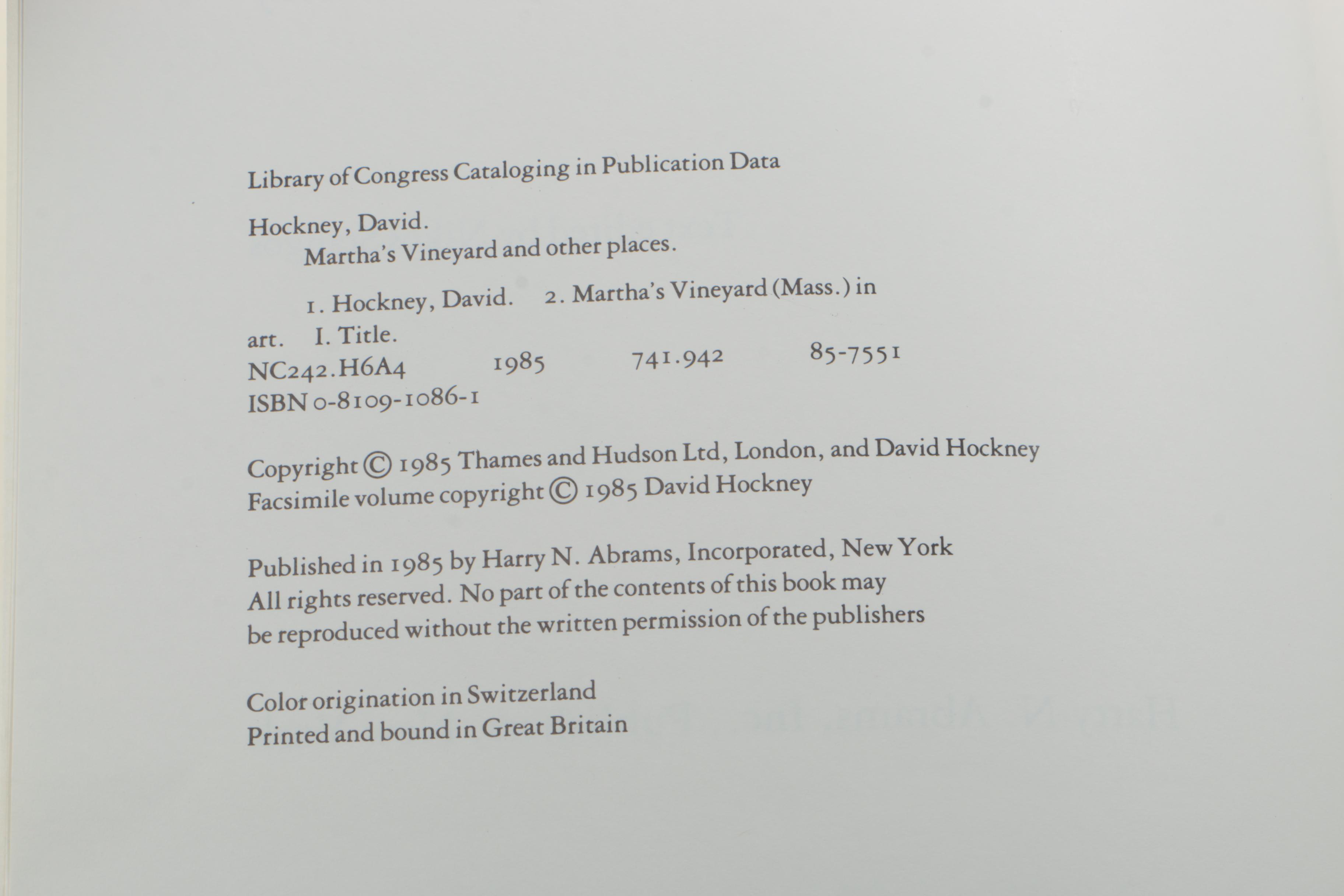 1985 "Martha's Vineyard and Other Places" by David Hockney