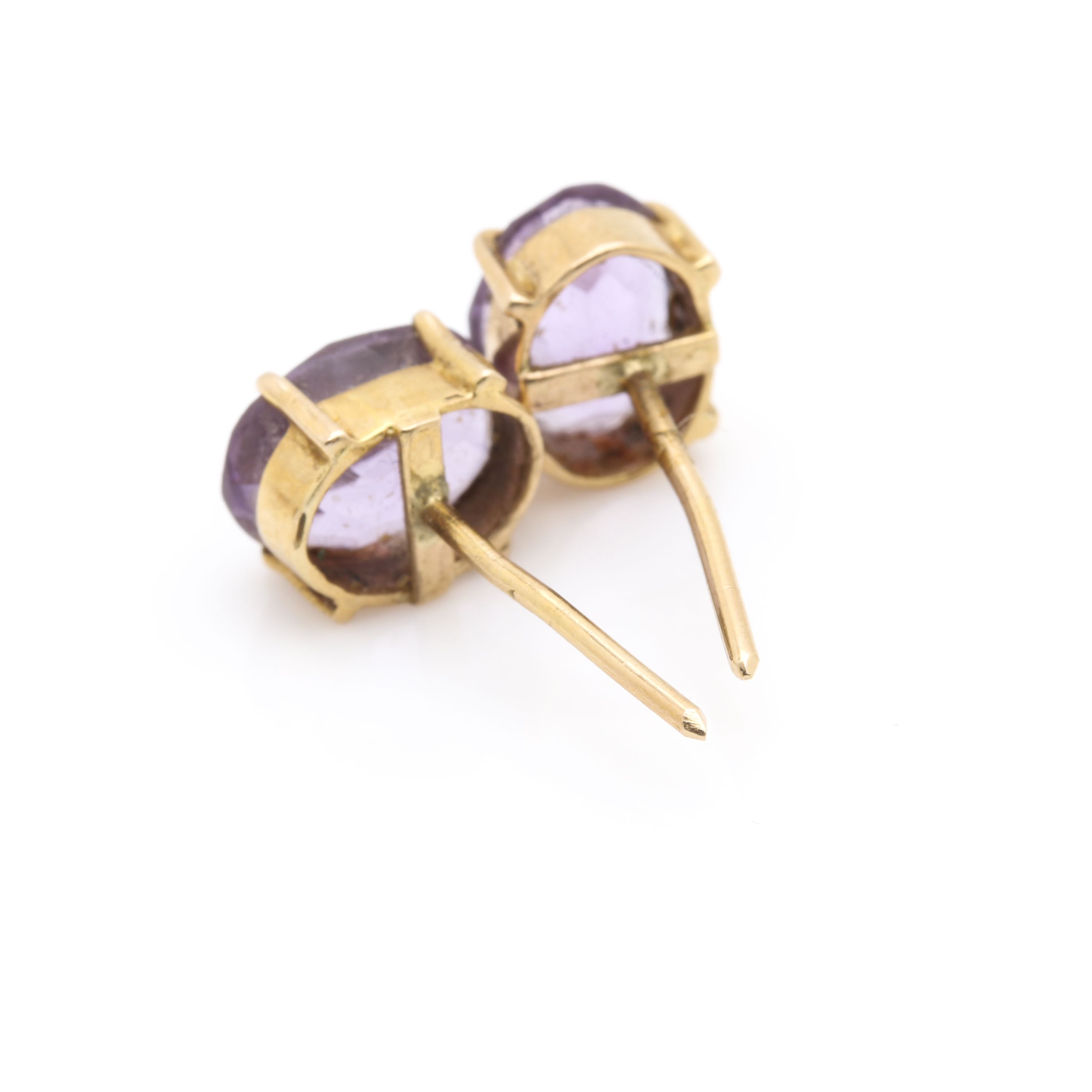 14K Yellow Gold Garnet, Diamond and Amethyst Earrings