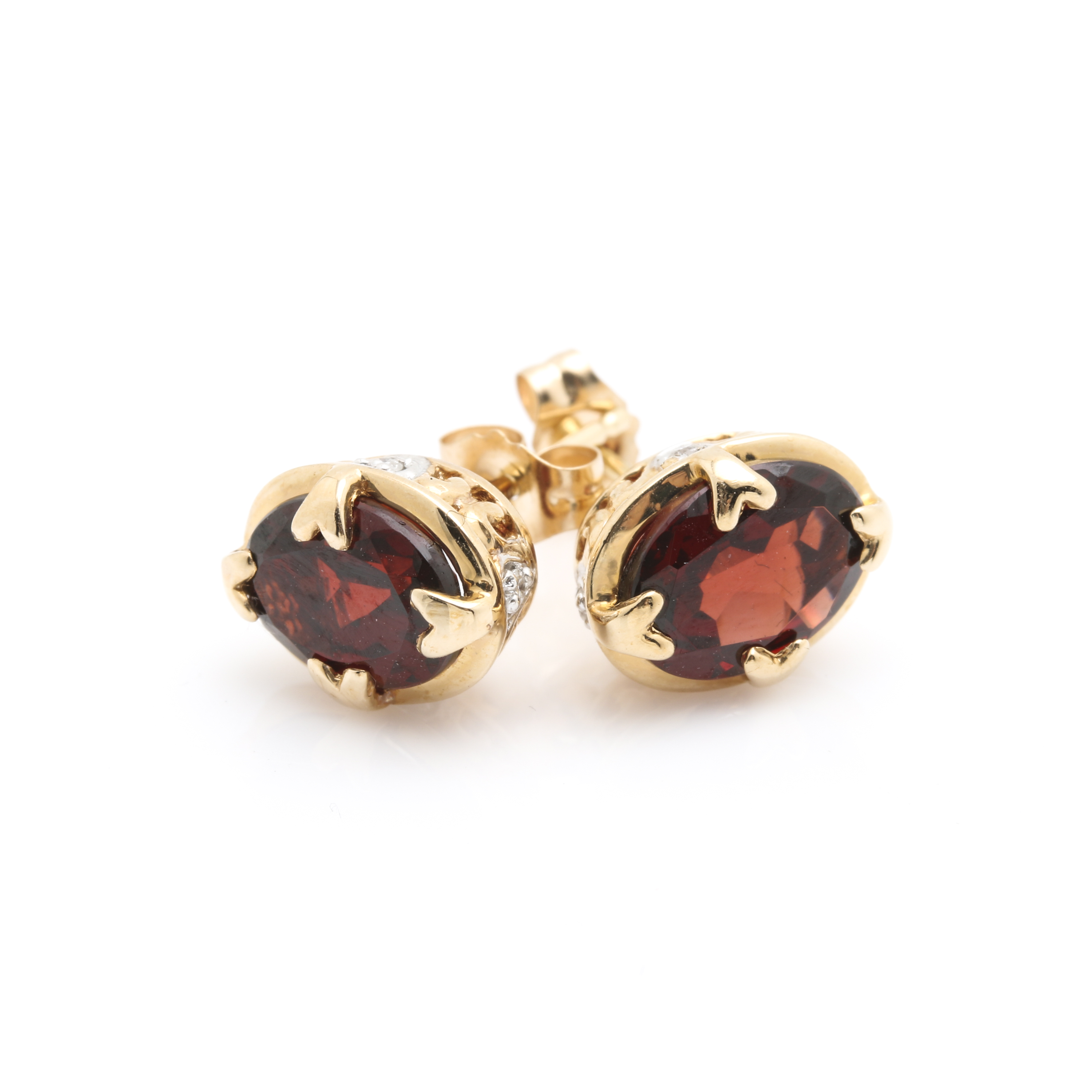 14K Yellow Gold Garnet, Diamond and Amethyst Earrings
