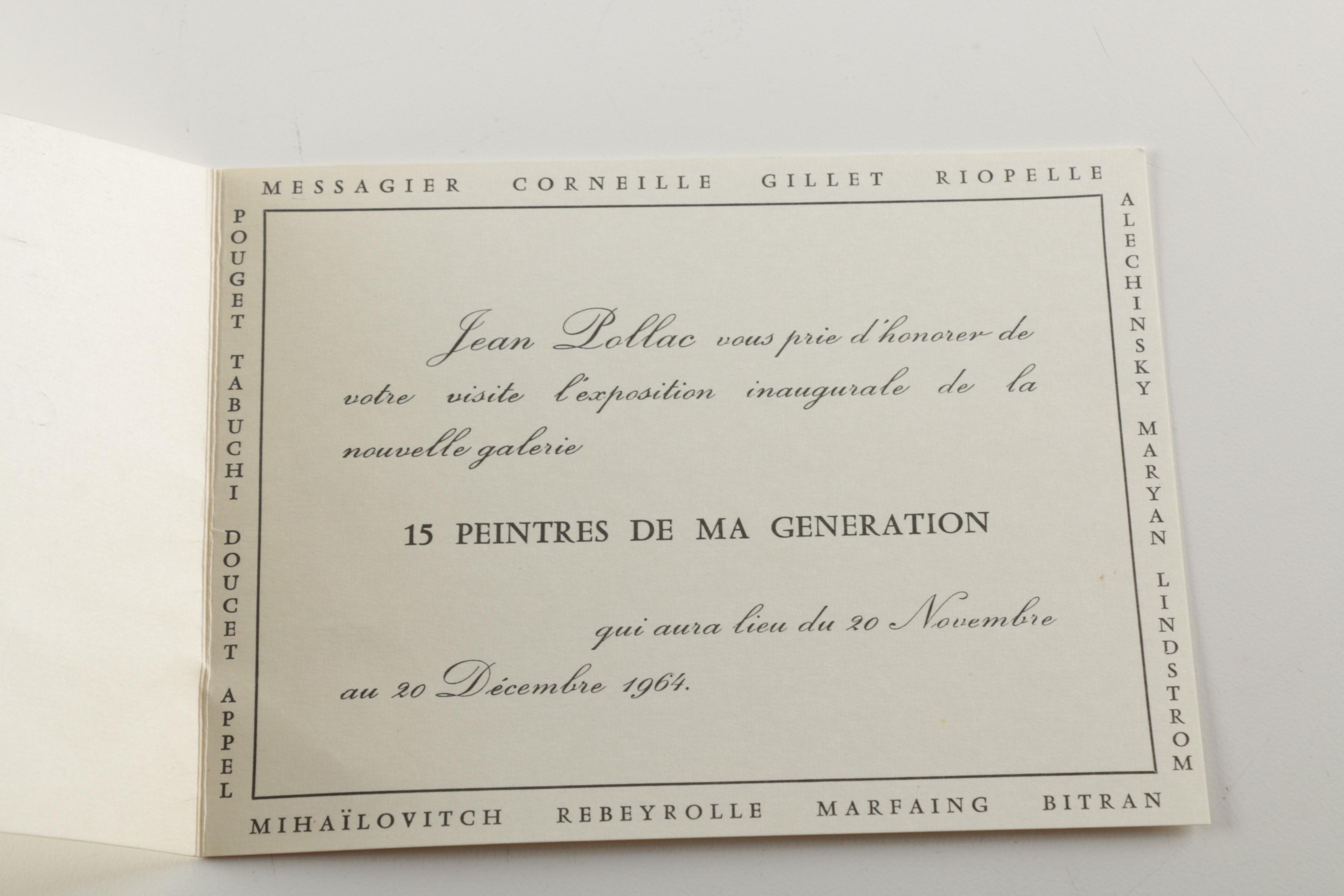 1964 Galerie Ariel "15 Peintres de Ma Génération" Book and Exhibition Invitation