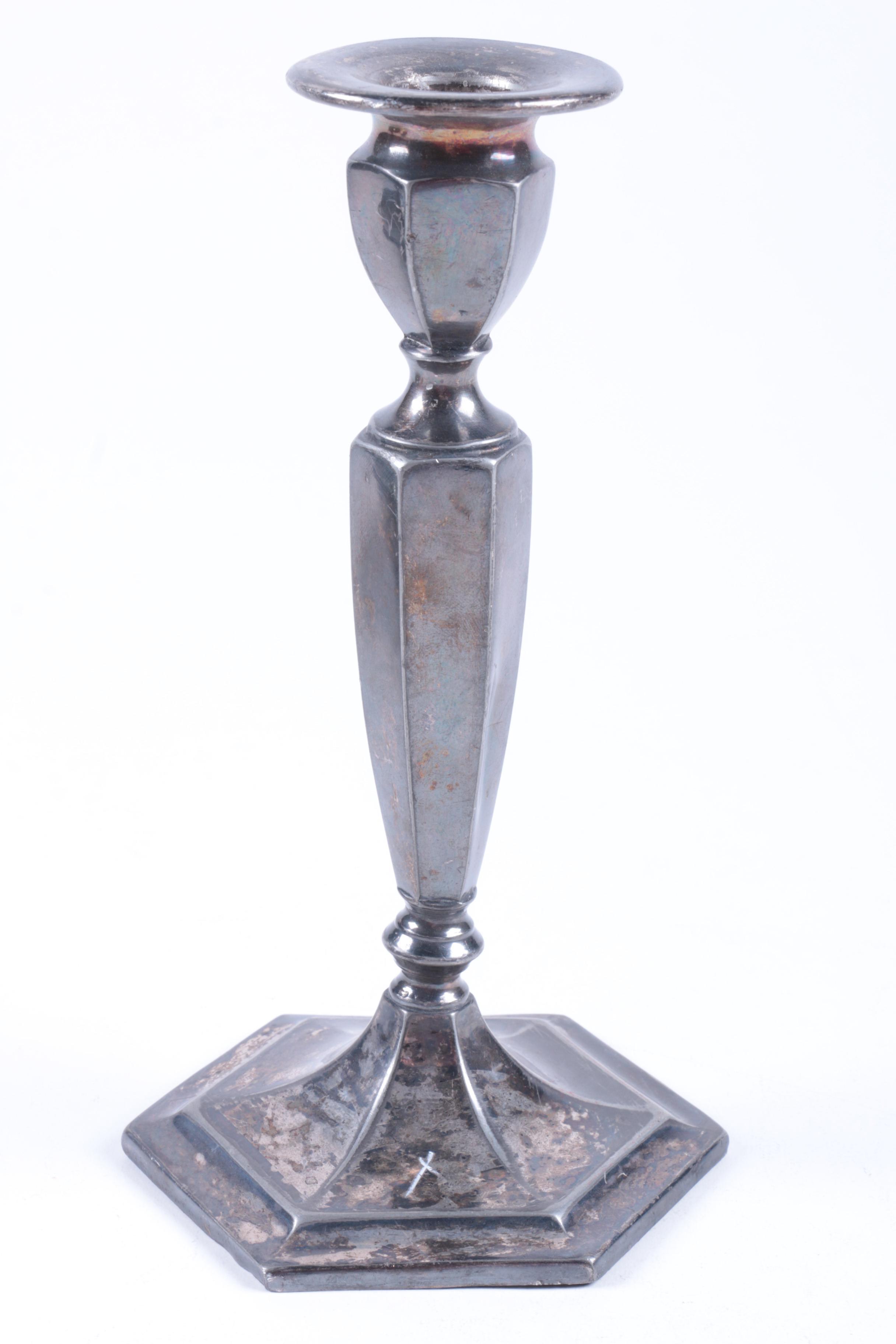 Forbes Silver Co. Silver Plate Candlestick and Wilcox Covered Dish