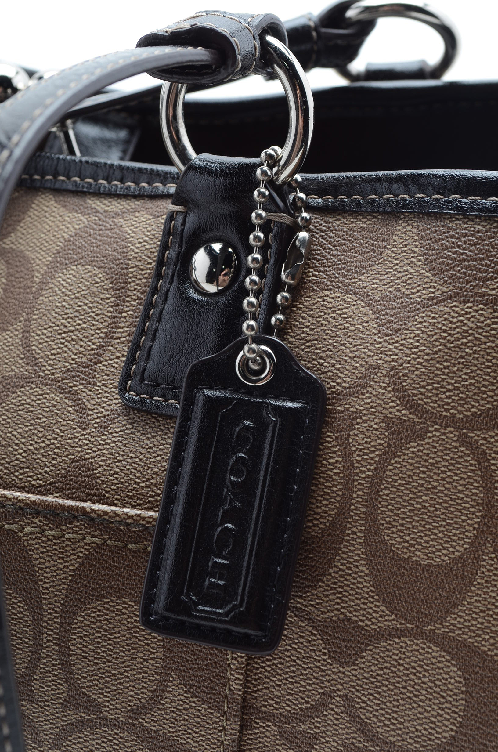 New Coach Epi Signature Satchel Handbag in Tan with Espresso Brown Leather Trim