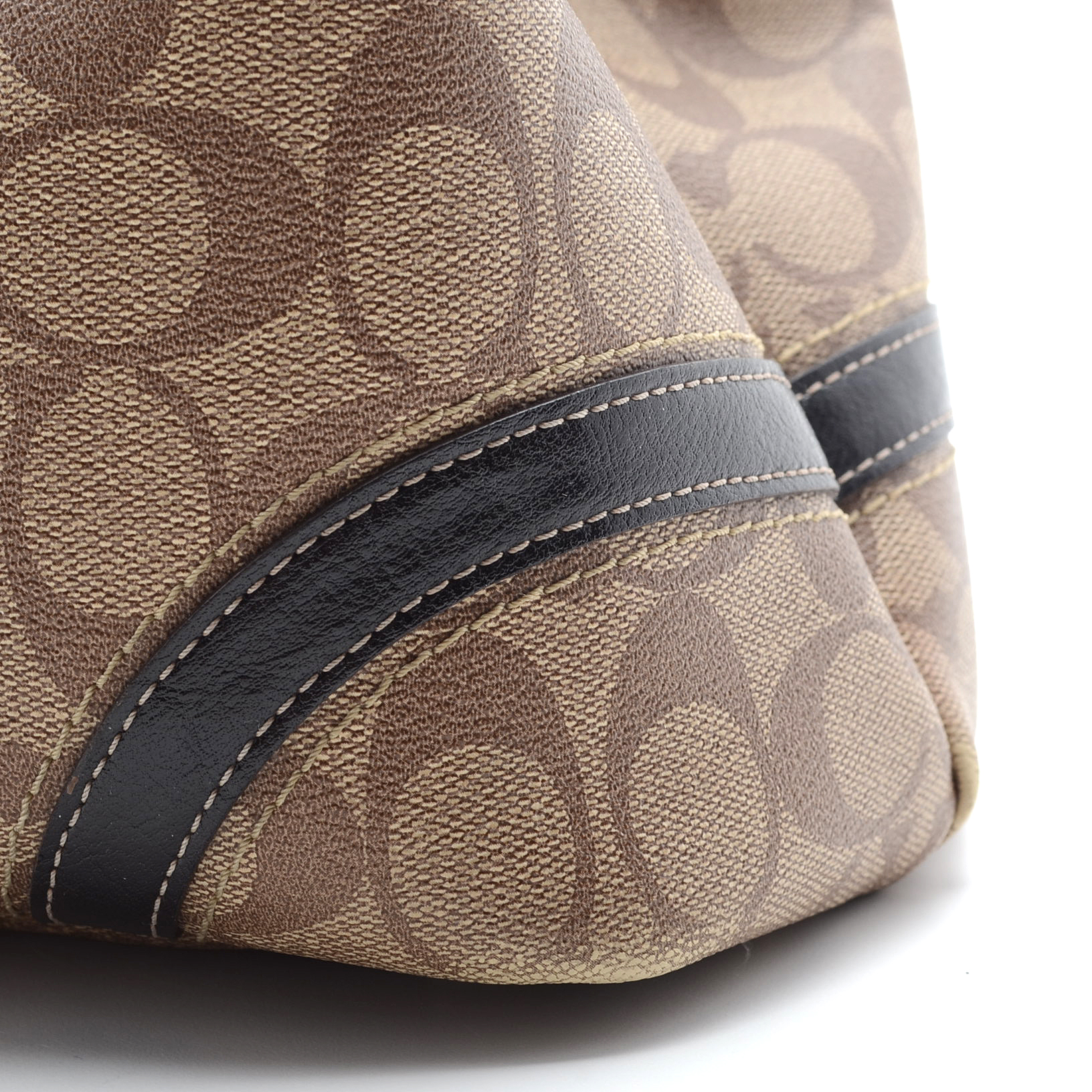 New Coach Epi Signature Satchel Handbag in Tan with Espresso Brown Leather Trim