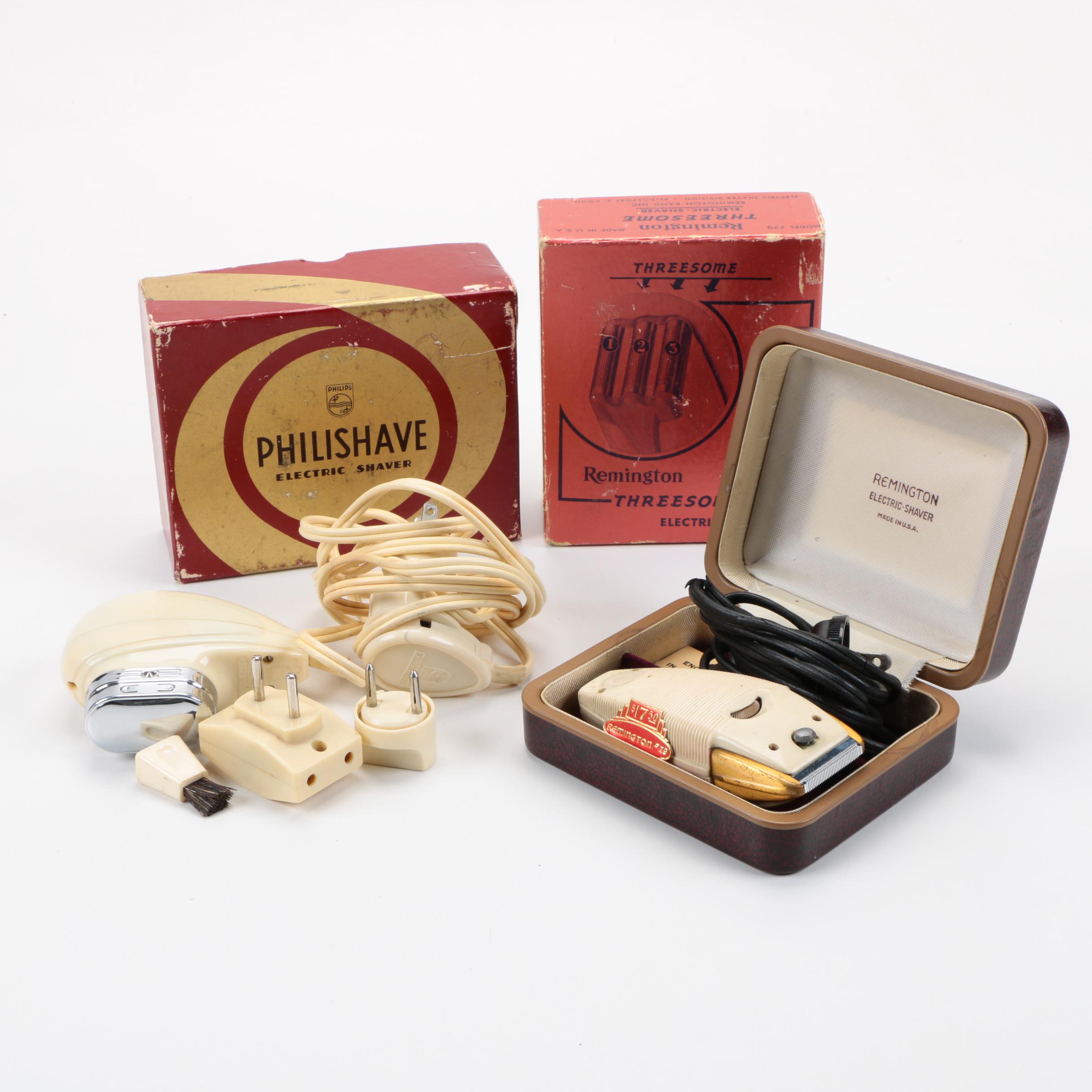 Vintage Remington and Philishave Electric Shavers