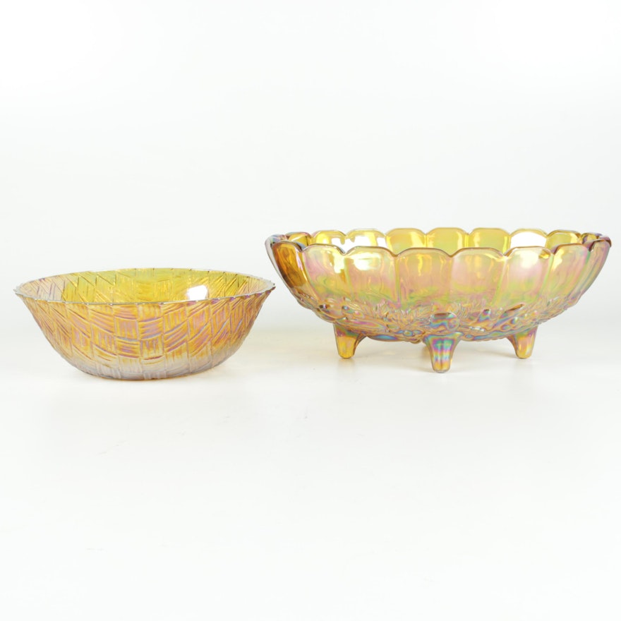 Amber Carnival Glass Bowls