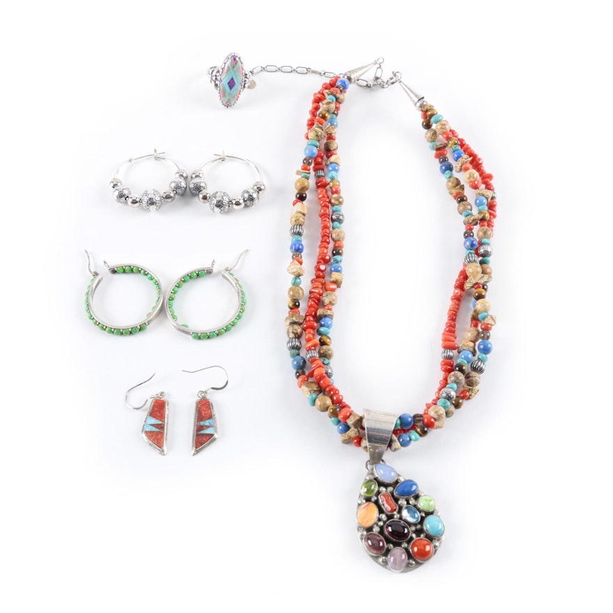 Assortment of Sterling Silver Southwestern Style Jewelry