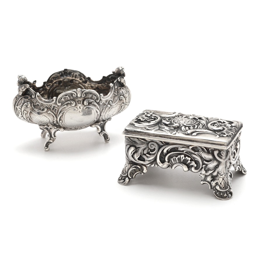 Shreve, Crump & Low Sterling Silver Divided Dish and French Salt Cellar