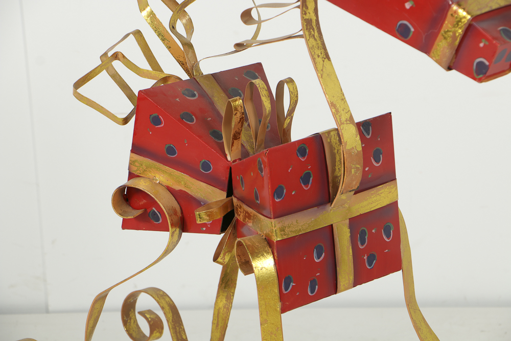 Painted Metal and Gold Leaf Folk Art Sculpture of a Gift Horse