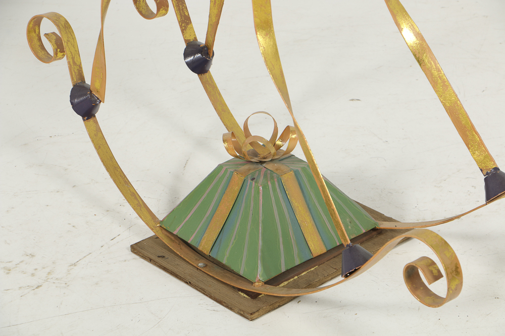 Painted Metal and Gold Leaf Folk Art Sculpture of a Gift Horse