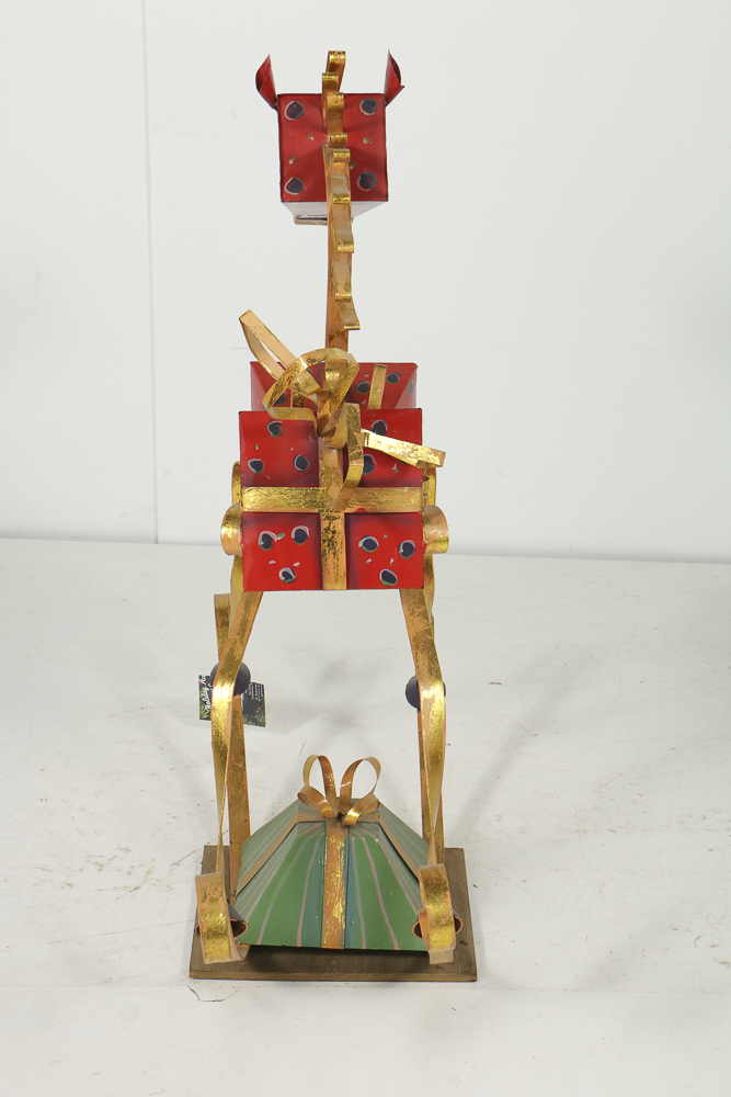 Painted Metal and Gold Leaf Folk Art Sculpture of a Gift Horse