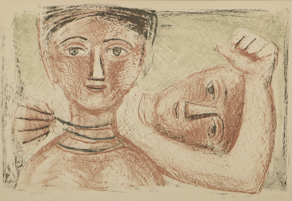 Limited Edition Lithograph on Paper Abstract Portrait