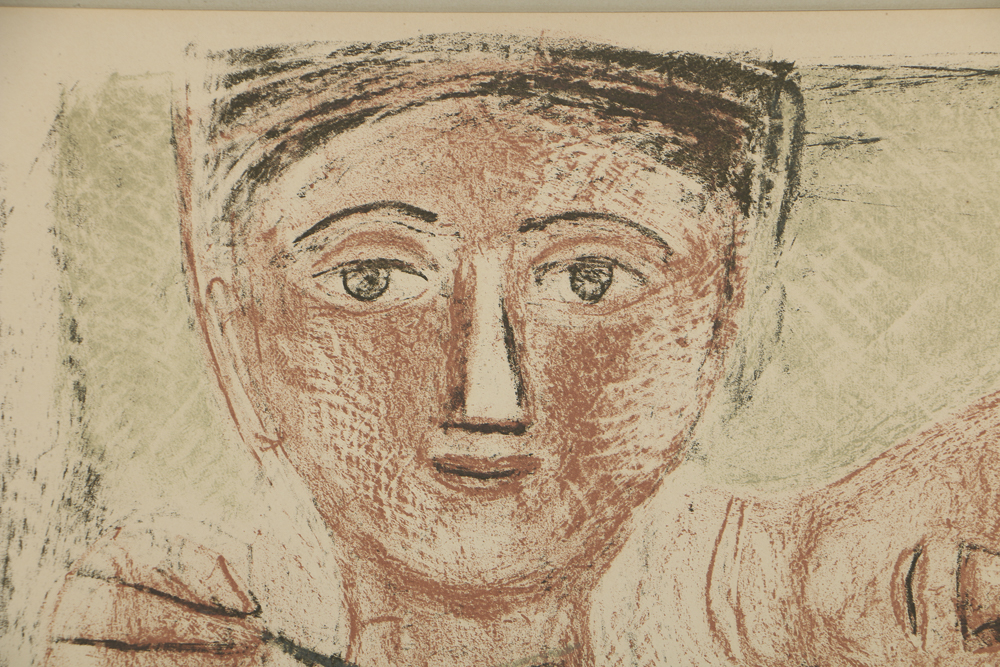 Limited Edition Lithograph on Paper Abstract Portrait