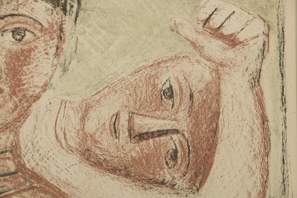 Limited Edition Lithograph on Paper Abstract Portrait