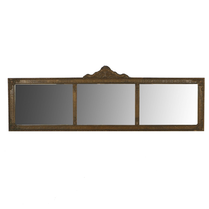 Vintage Three-Panel Gilt Overmantel Mirror