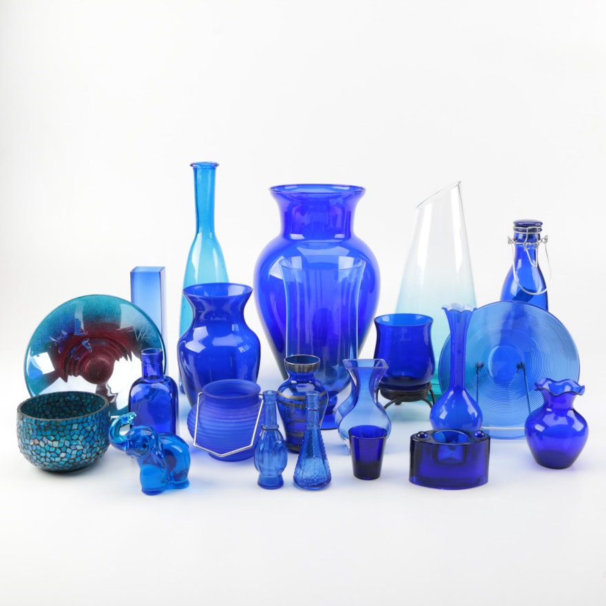 Blue Glass Tableware and Decor