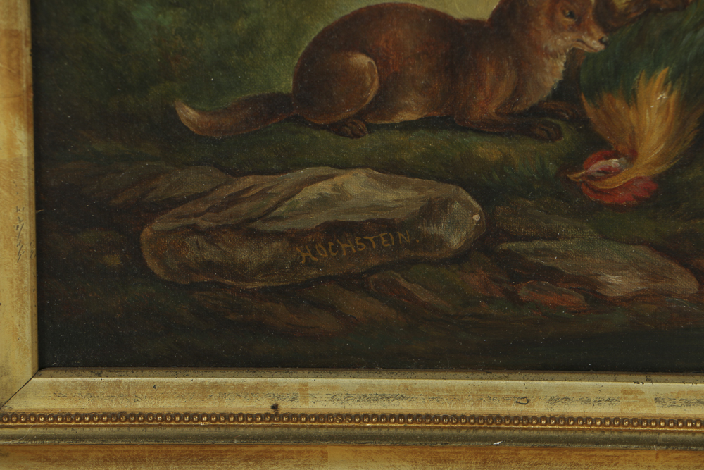 Anthony Hochstein Mid-19th-Century Oil Painting on Canvas Landscape with Foxes