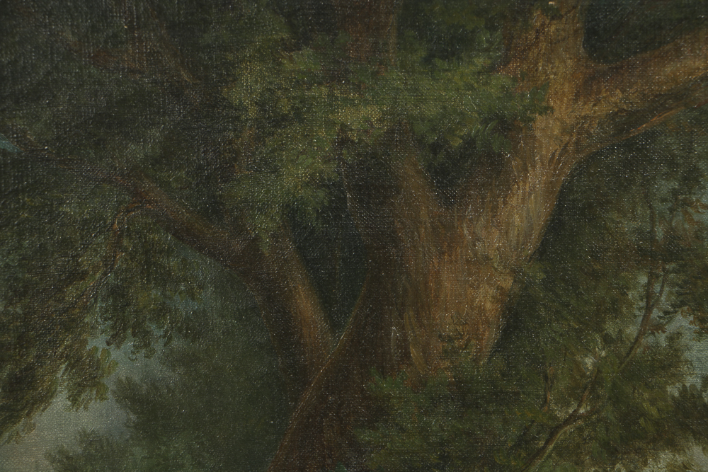 Anthony Hochstein Mid-19th-Century Oil Painting on Canvas Landscape with Foxes