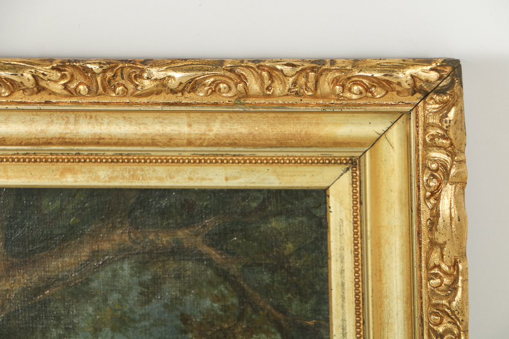 Anthony Hochstein Mid-19th-Century Oil Painting on Canvas Landscape with Foxes