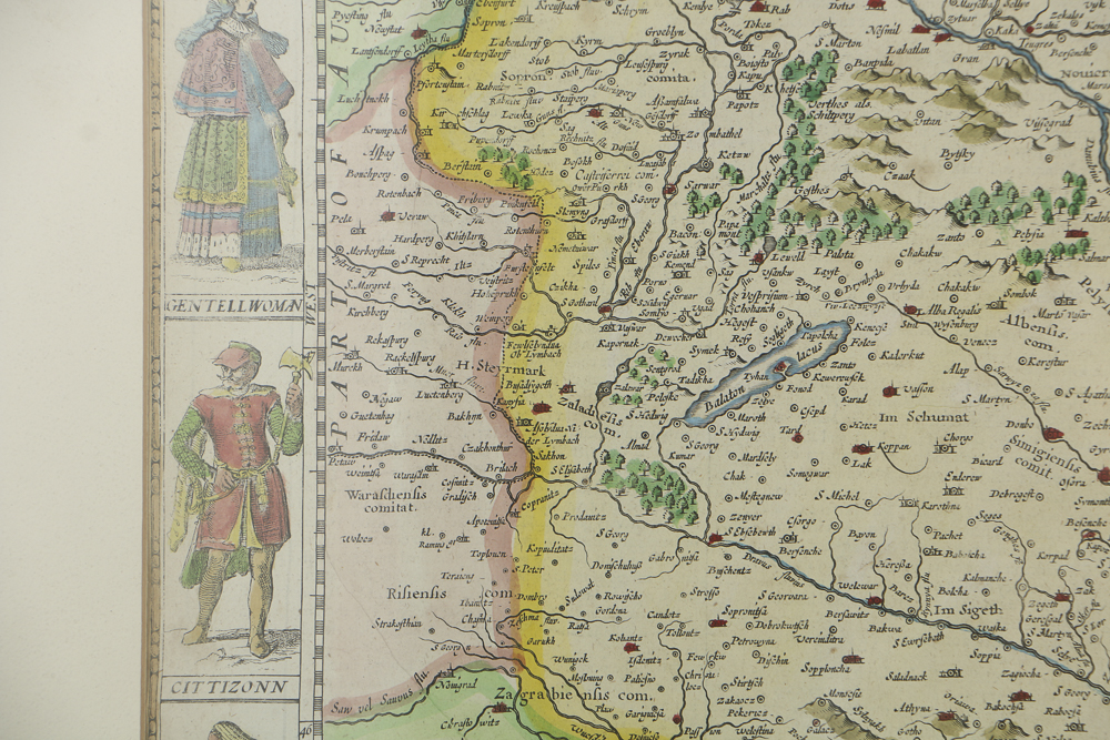 Etching on Paper Map of Hungary after 1626 Original