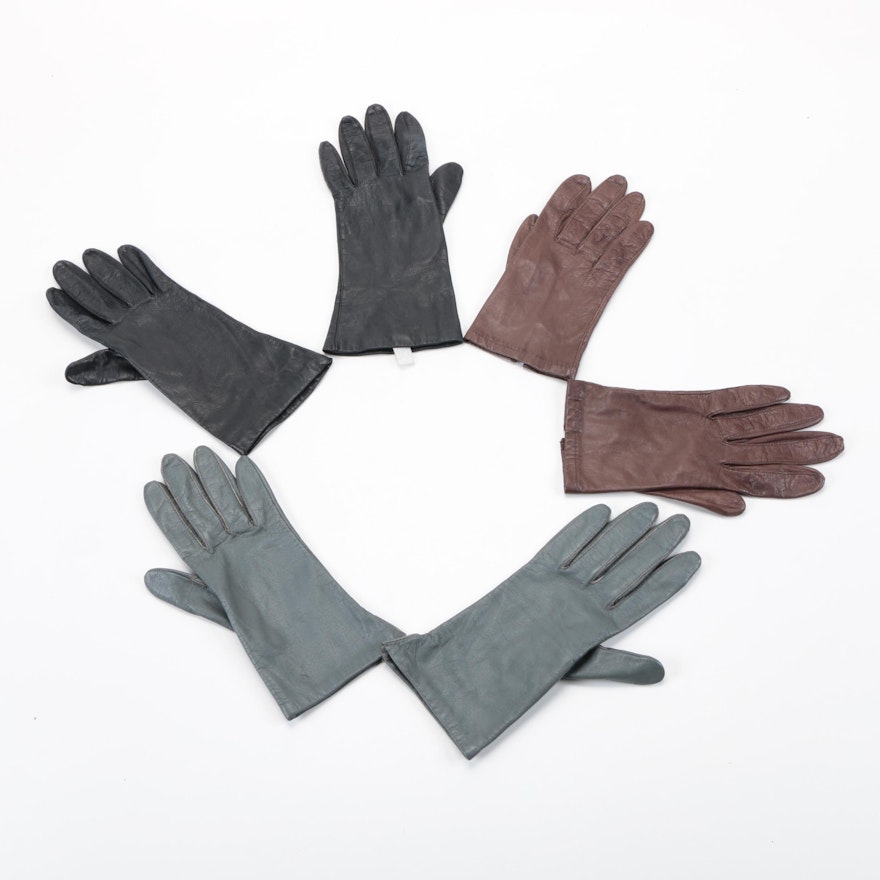 Collection of Women's Leather Gloves Including Fownes