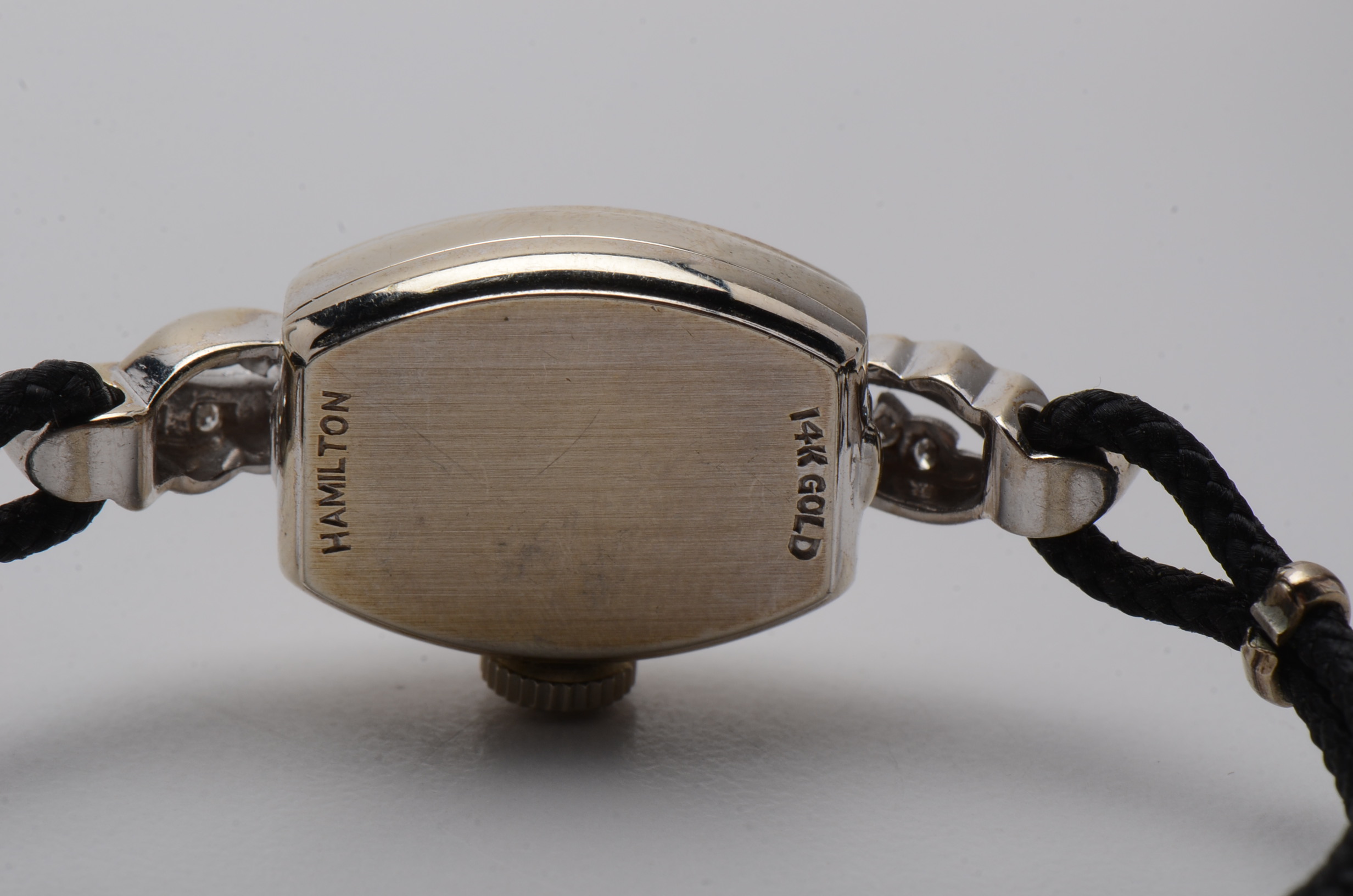 14K White Gold Vintage Hamilton Watch with Diamonds