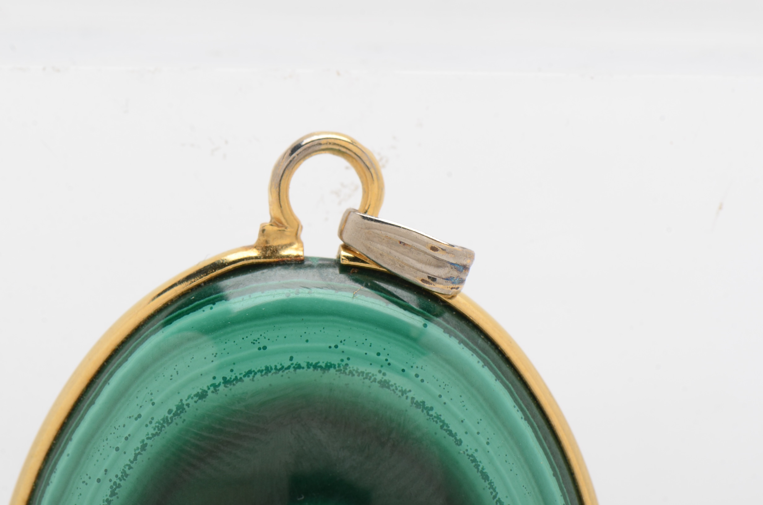 Gold Filled Oval Cabochon Malachite Pendant
