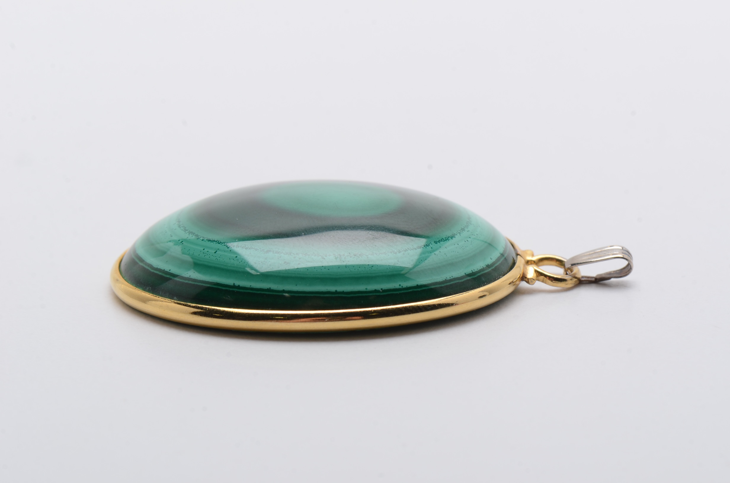 Gold Filled Oval Cabochon Malachite Pendant