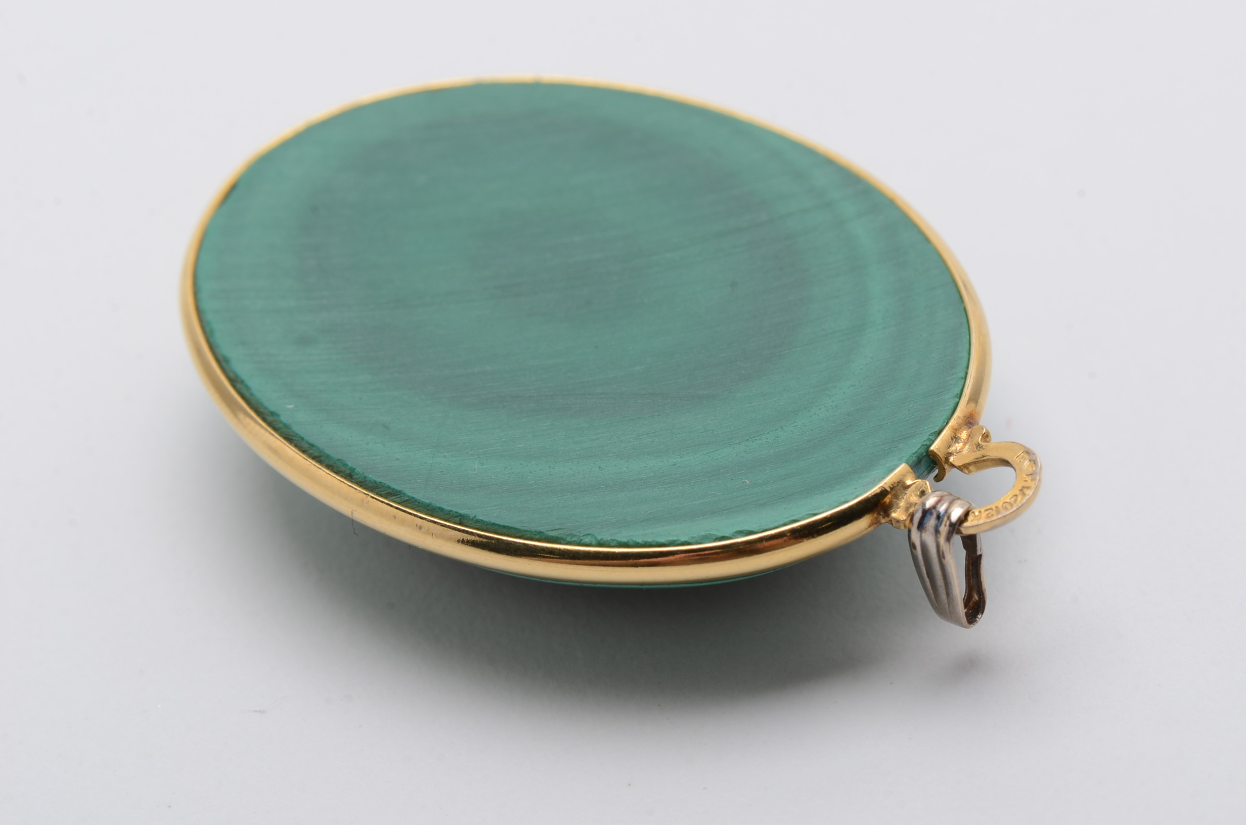 Gold Filled Oval Cabochon Malachite Pendant