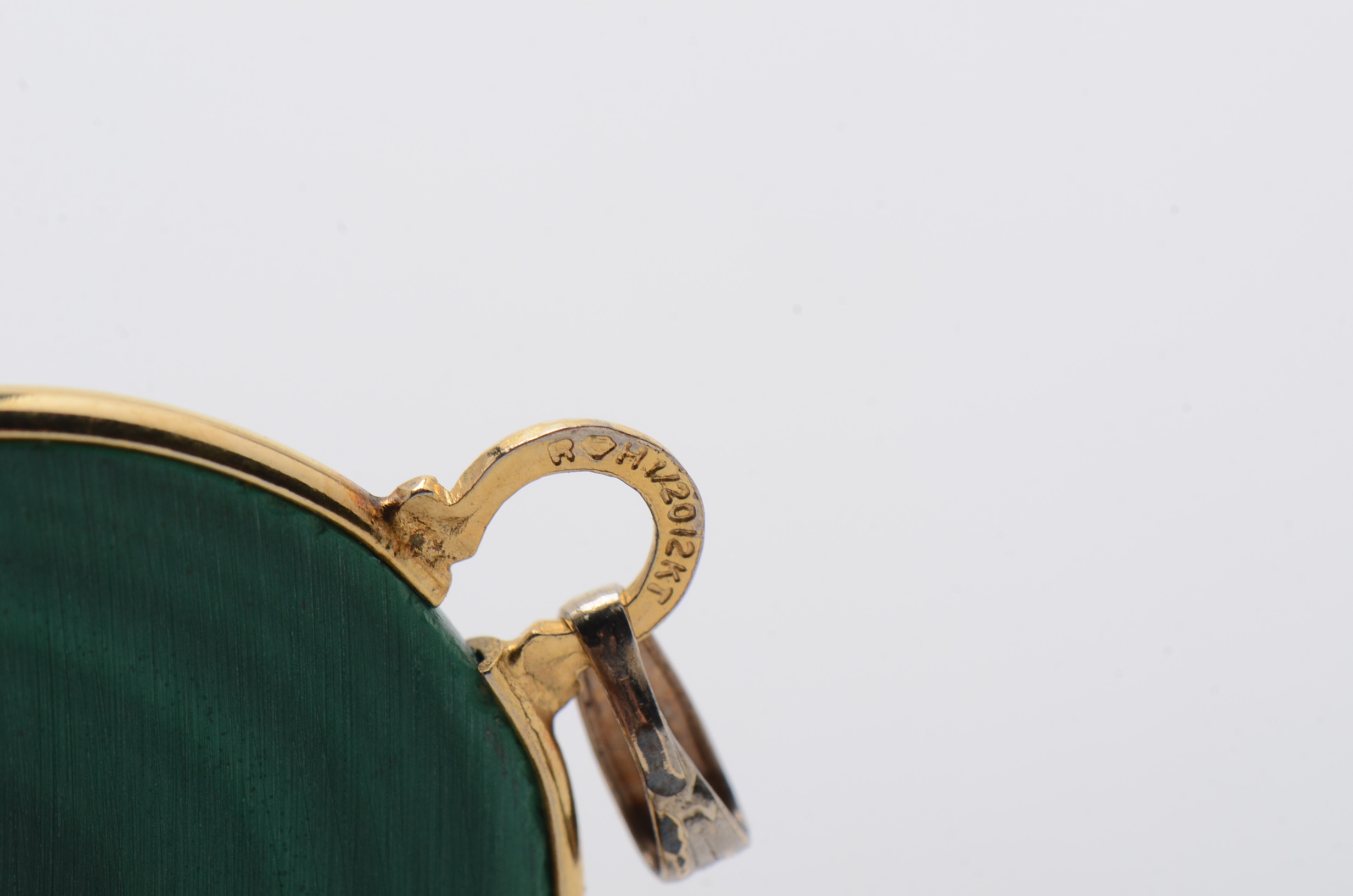 Gold Filled Oval Cabochon Malachite Pendant