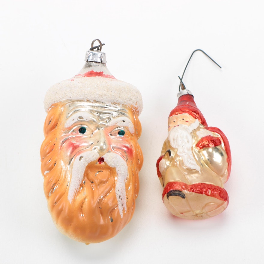 Vintage Glass Santa Claus Christmas Ornaments