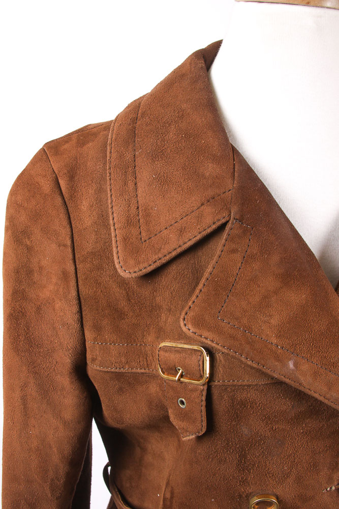 Vintage Double-Breasted Suede Coat