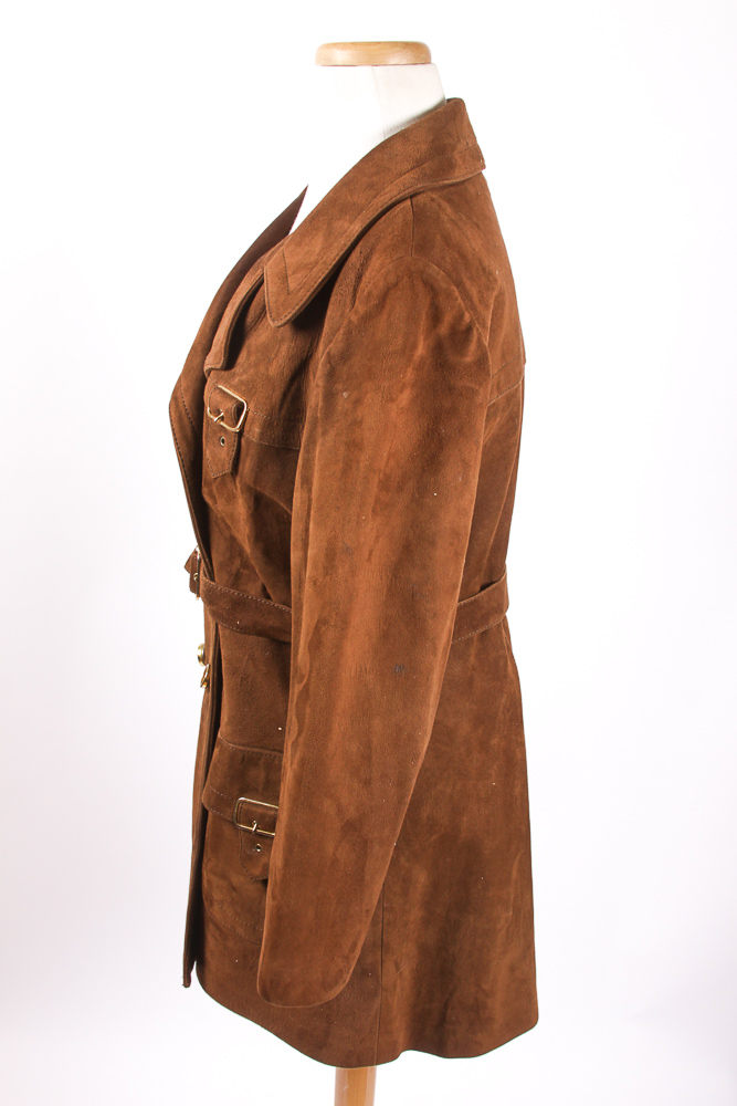 Vintage Double-Breasted Suede Coat