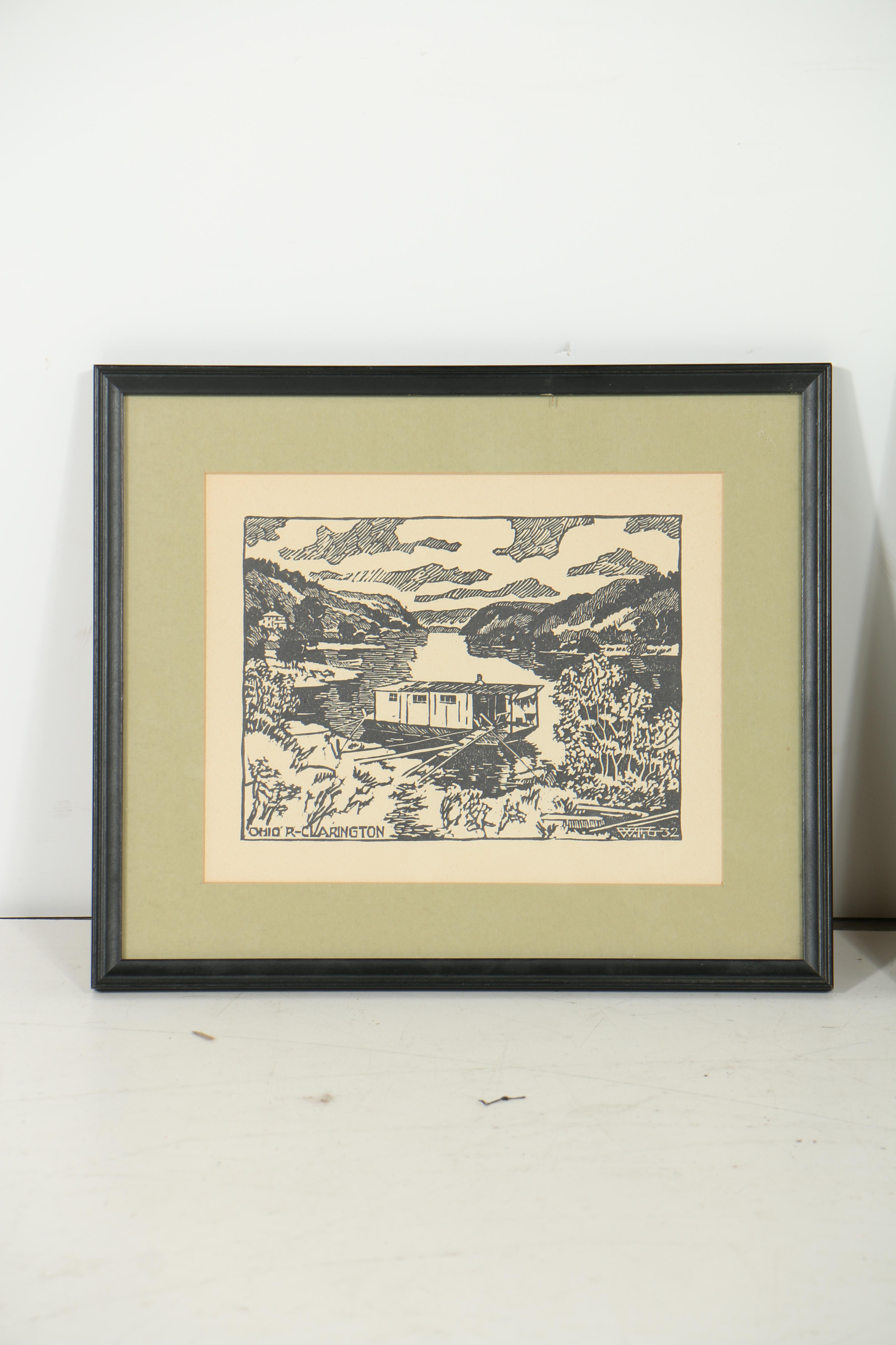 WPA Woodblock Prints on Paper of Ohio Regional Landscapes