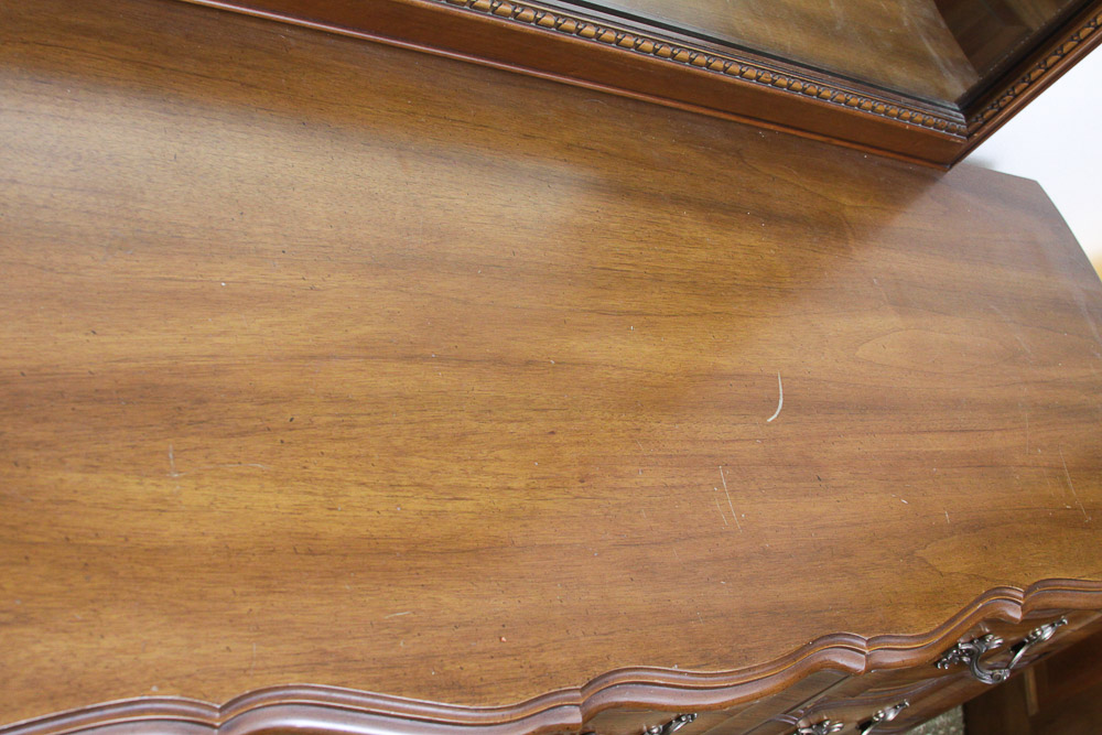 Vintage French Provincial Style Cherry Dresser with Mirror