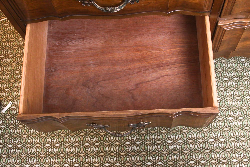 Vintage French Provincial Style Cherry Dresser with Mirror