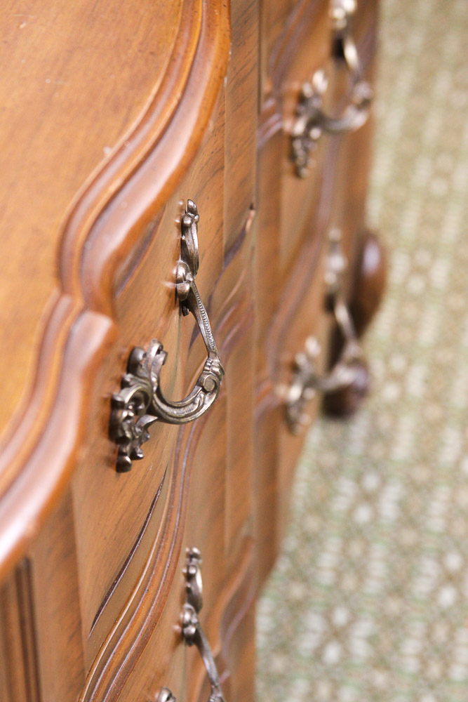 Vintage French Provincial Style Cherry Dresser with Mirror