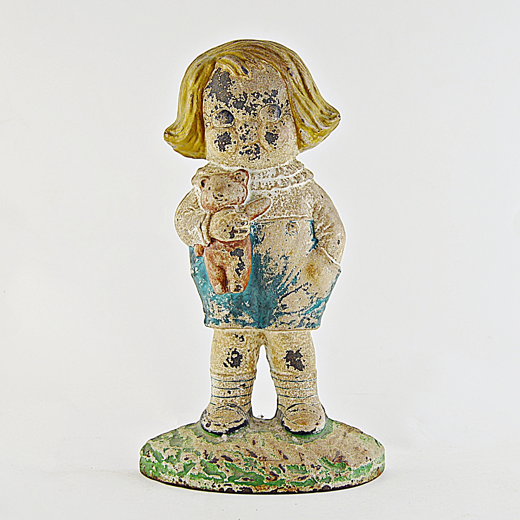 Vintage Hubley "Bobby Blake" with Teddy Bear Cast Iron Doorstop