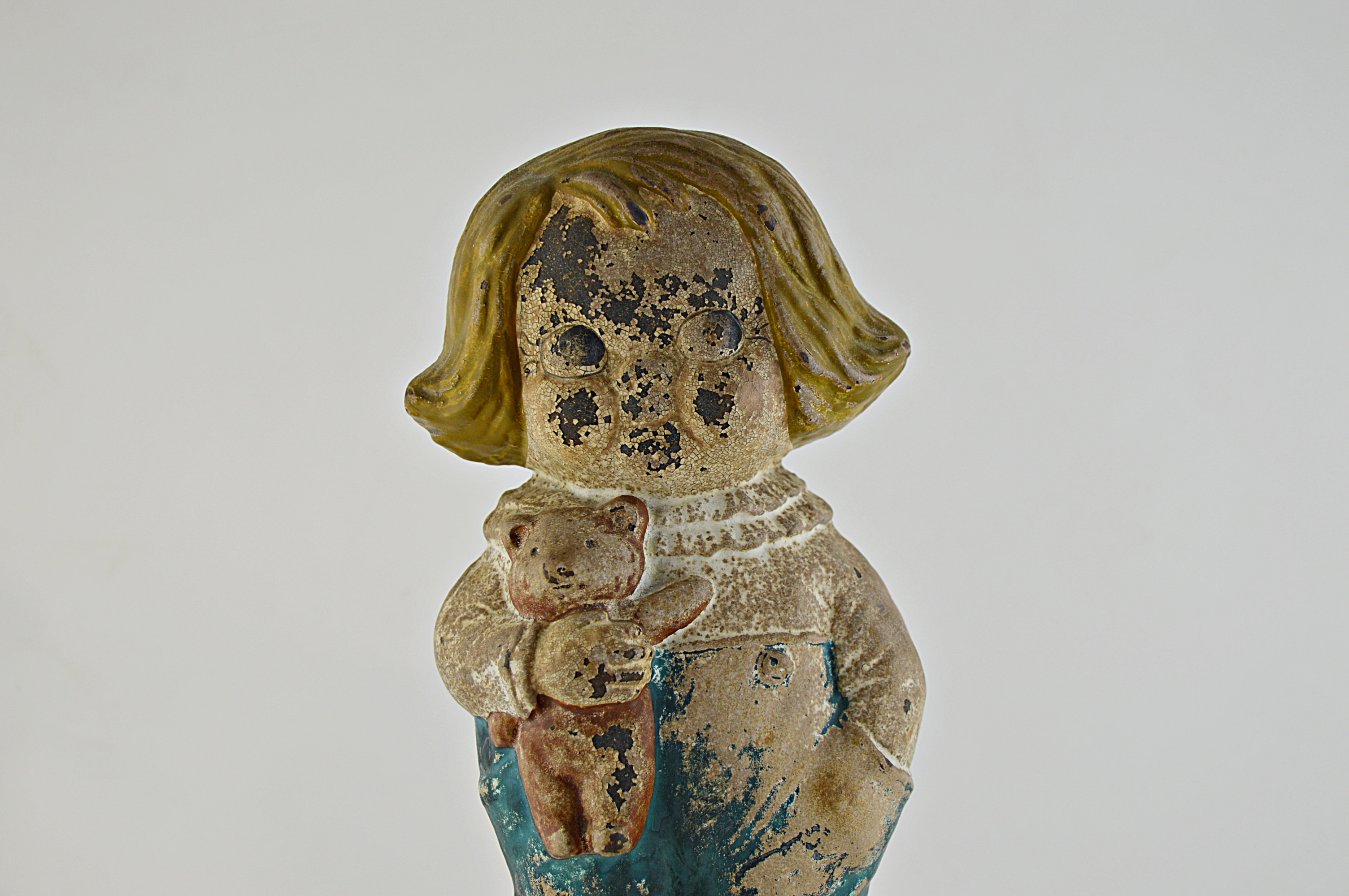 Vintage Hubley "Bobby Blake" with Teddy Bear Cast Iron Doorstop