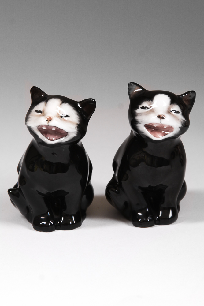 Royal Doulton Hand-Painted Cat Figurines Including "Lucky"